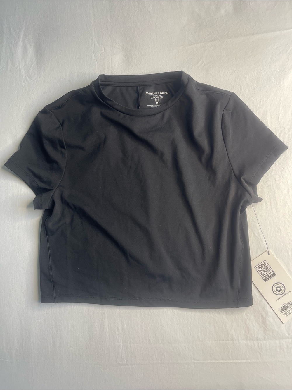 Member's‎ Mark Black Crop Tee - Crew Neck Short Sleeve
